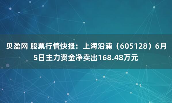 贝盈网 股票行情快报：上海沿浦（605128）6月5日主力资金净卖出168.48万元