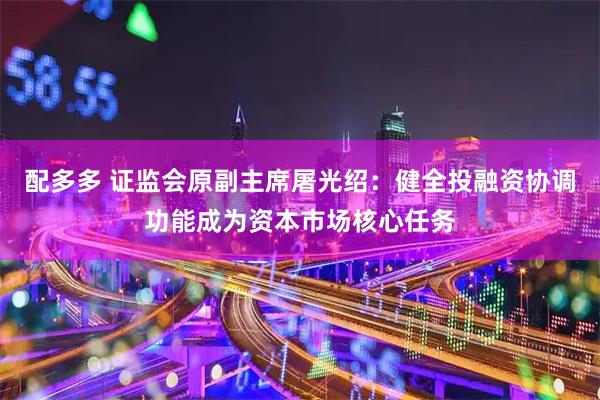 配多多 证监会原副主席屠光绍：健全投融资协调功能成为资本市场核心任务