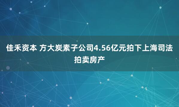 佳禾资本 方大炭素子公司4.56亿元拍下上海司法拍卖房产